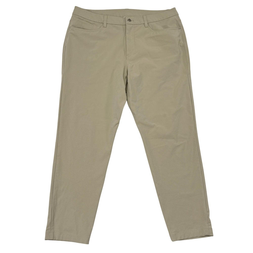 Lululemon ABC Pants Size 34 x 27 Tan Slim Fit Smart Casual Office 5 Pocket